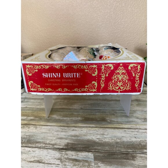 Vtg Shiny Brite Stenciled Glass Ornaments 1960s Box of 10 Max Eckardt Poloron - Picture 8 of 12